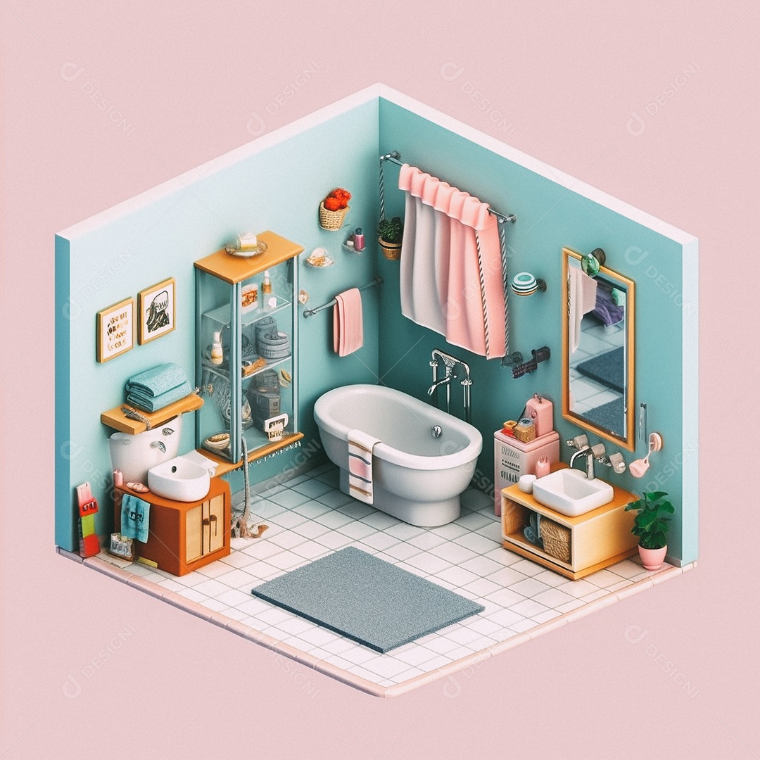 Banheiro isométrico fofo Modelo 3D