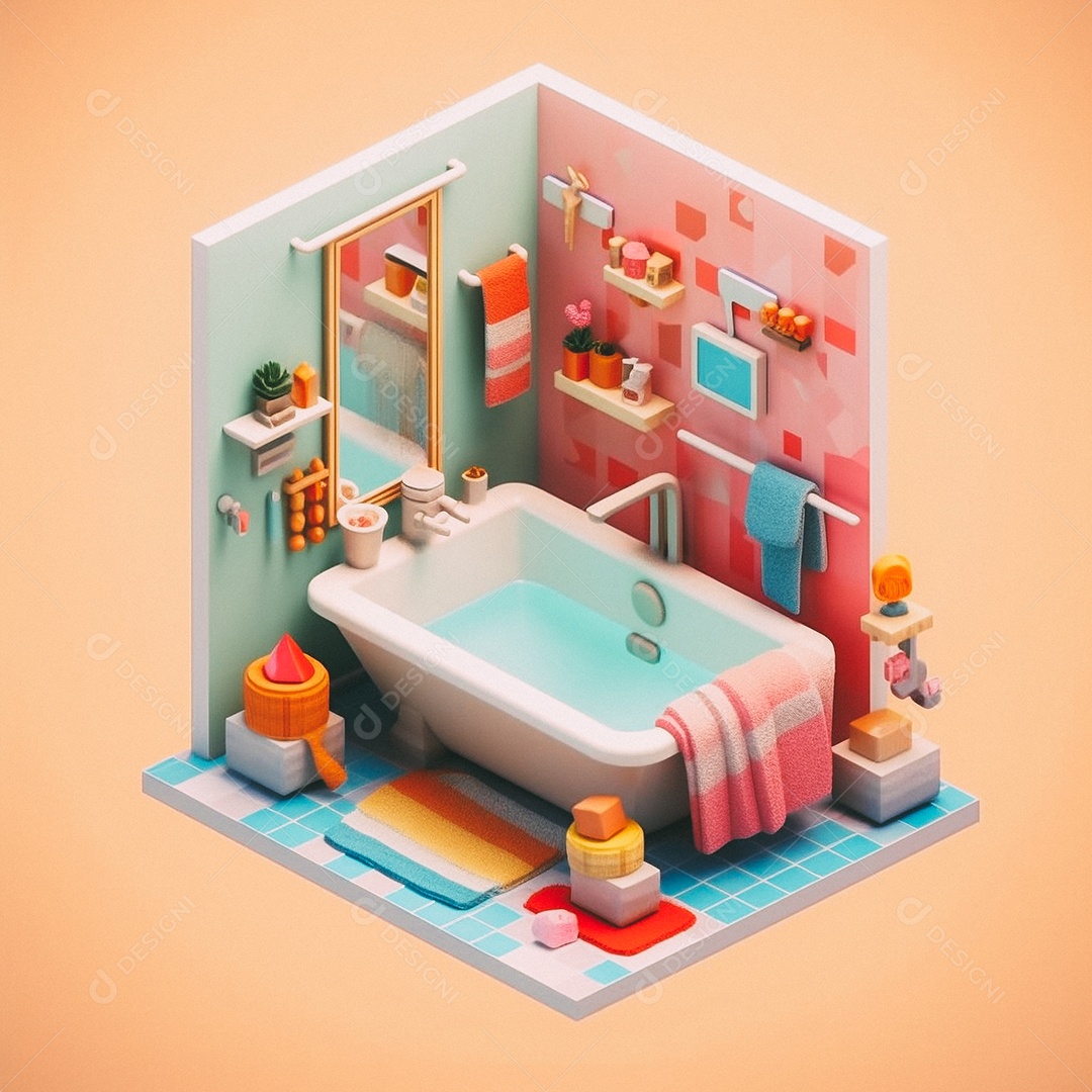 Banheiro isométrico fofo Modelo 3D