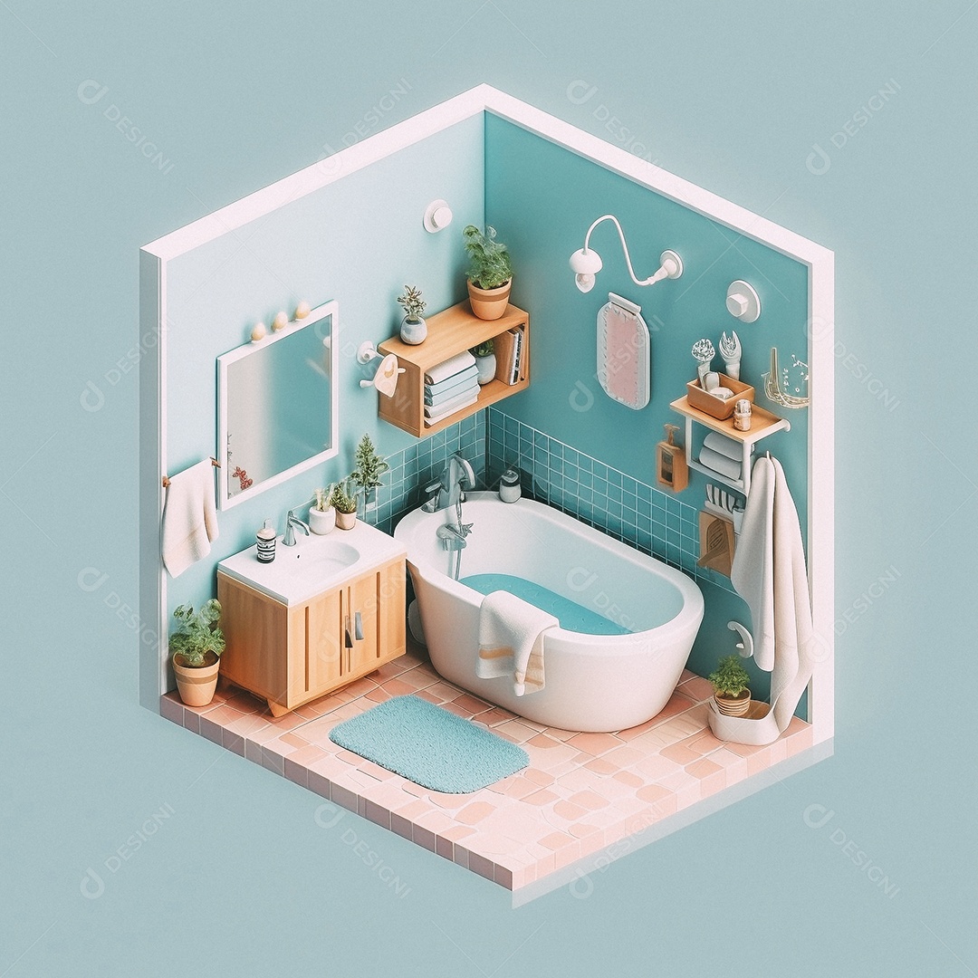 Banheiro isométrico fofo Modelo 3D