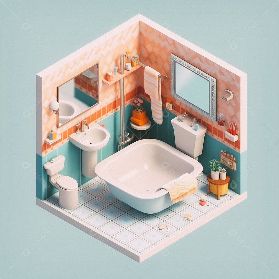 Banheiro isométrico fofo Modelo 3D