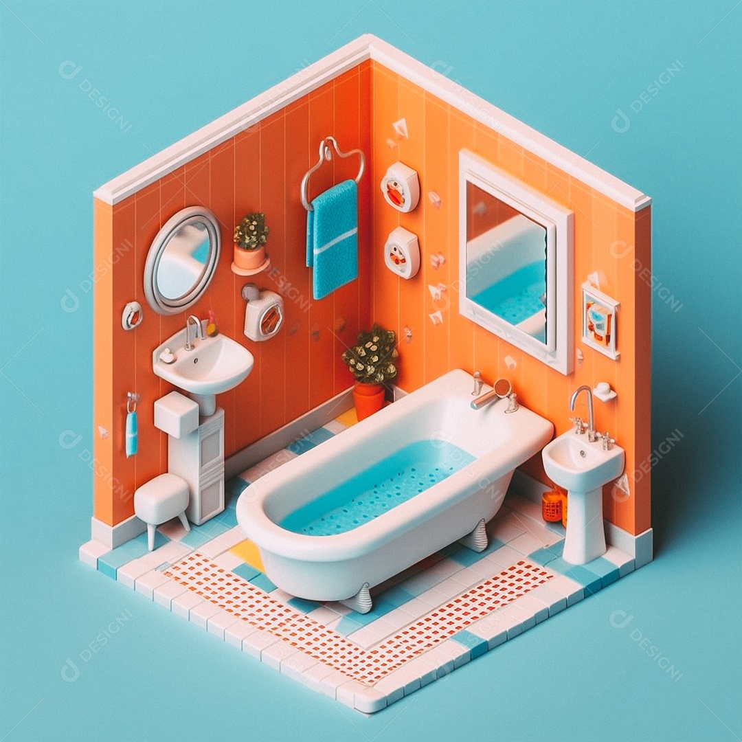 Banheiro isométrico fofo Modelo 3D