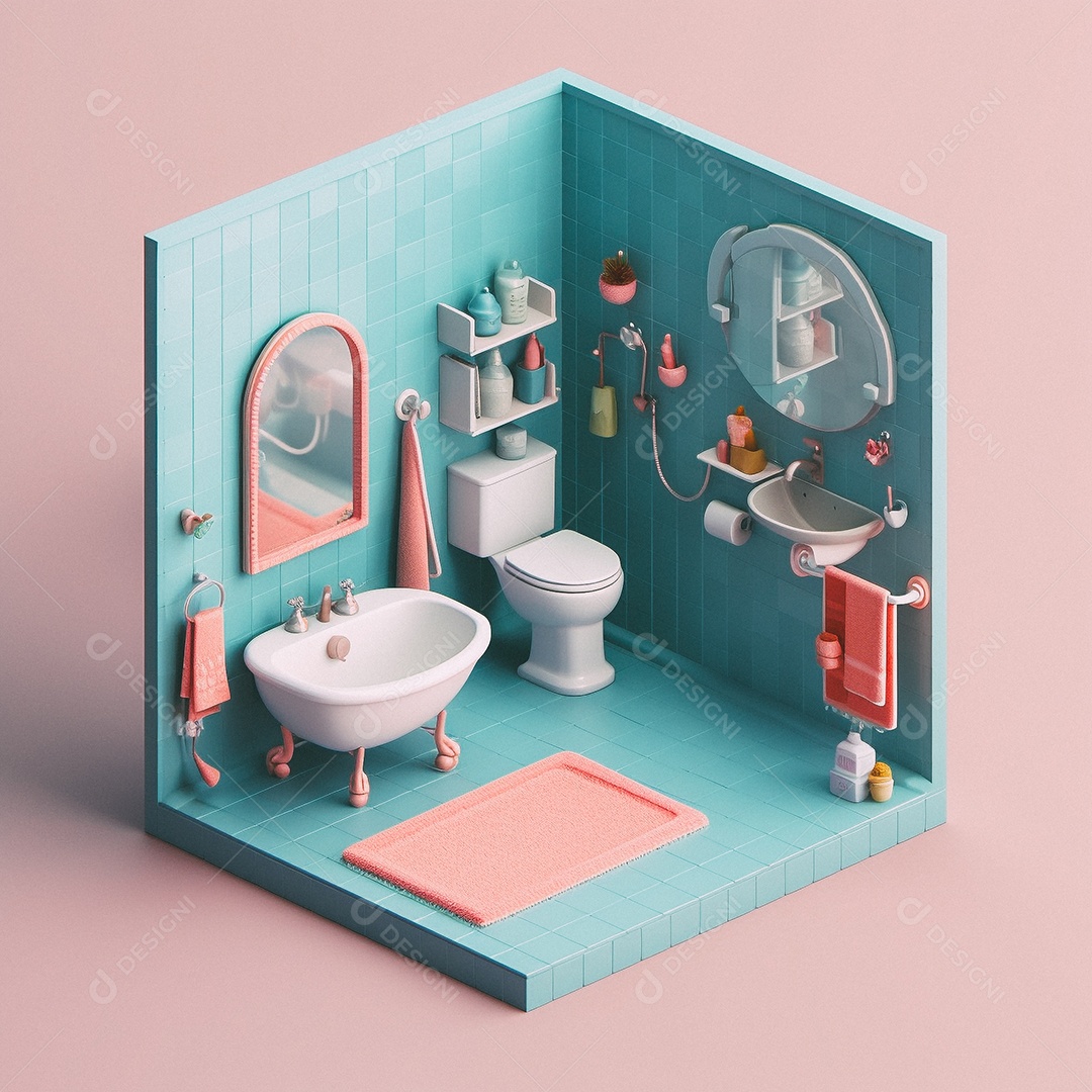 Banheiro isométrico fofo Modelo 3D