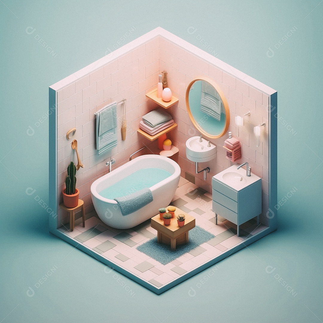 Banheiro isométrico fofo Modelo 3D