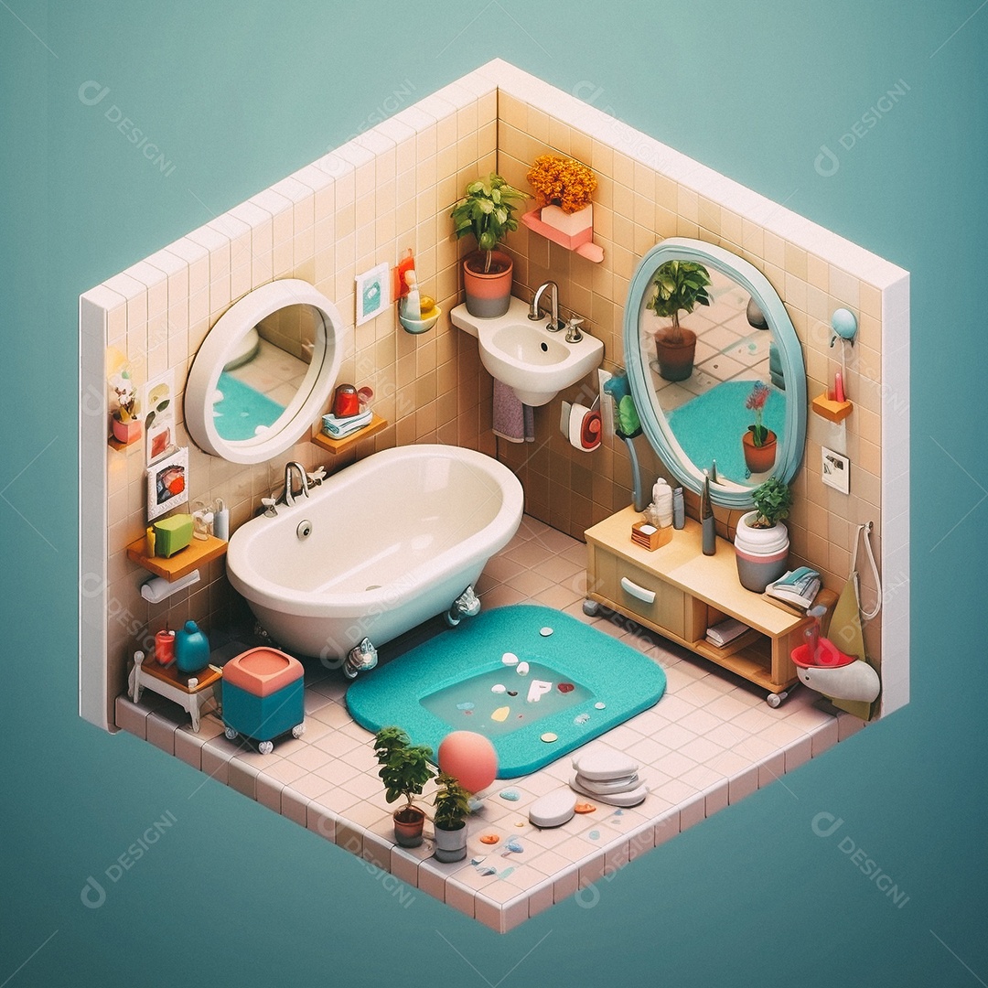 Banheiro isométrico fofo Modelo 3D