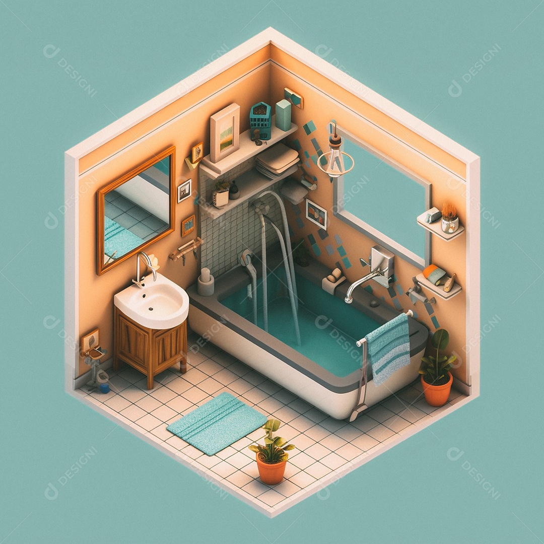 Banheiro isométrico fofo Modelo 3D