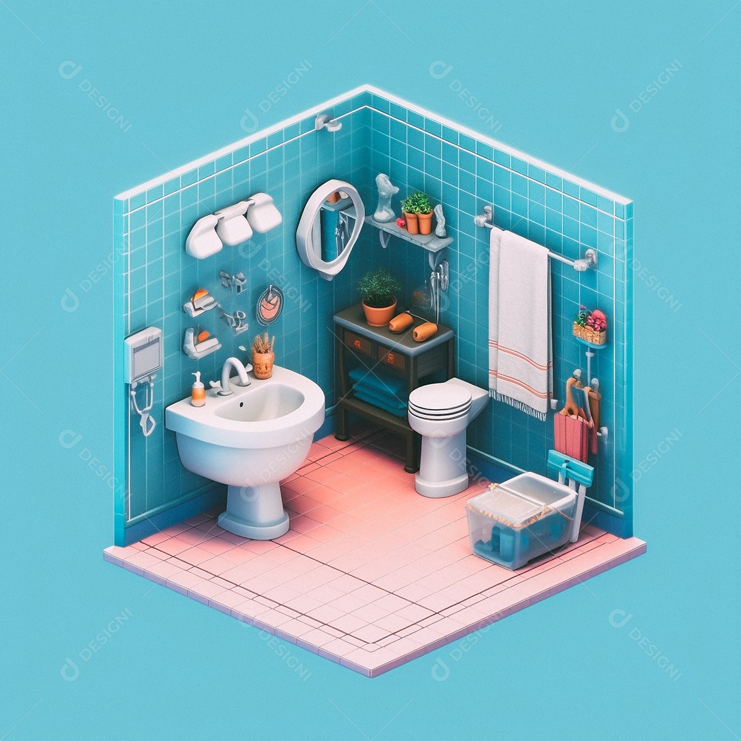 Banheiro isométrico fofo Modelo 3D
