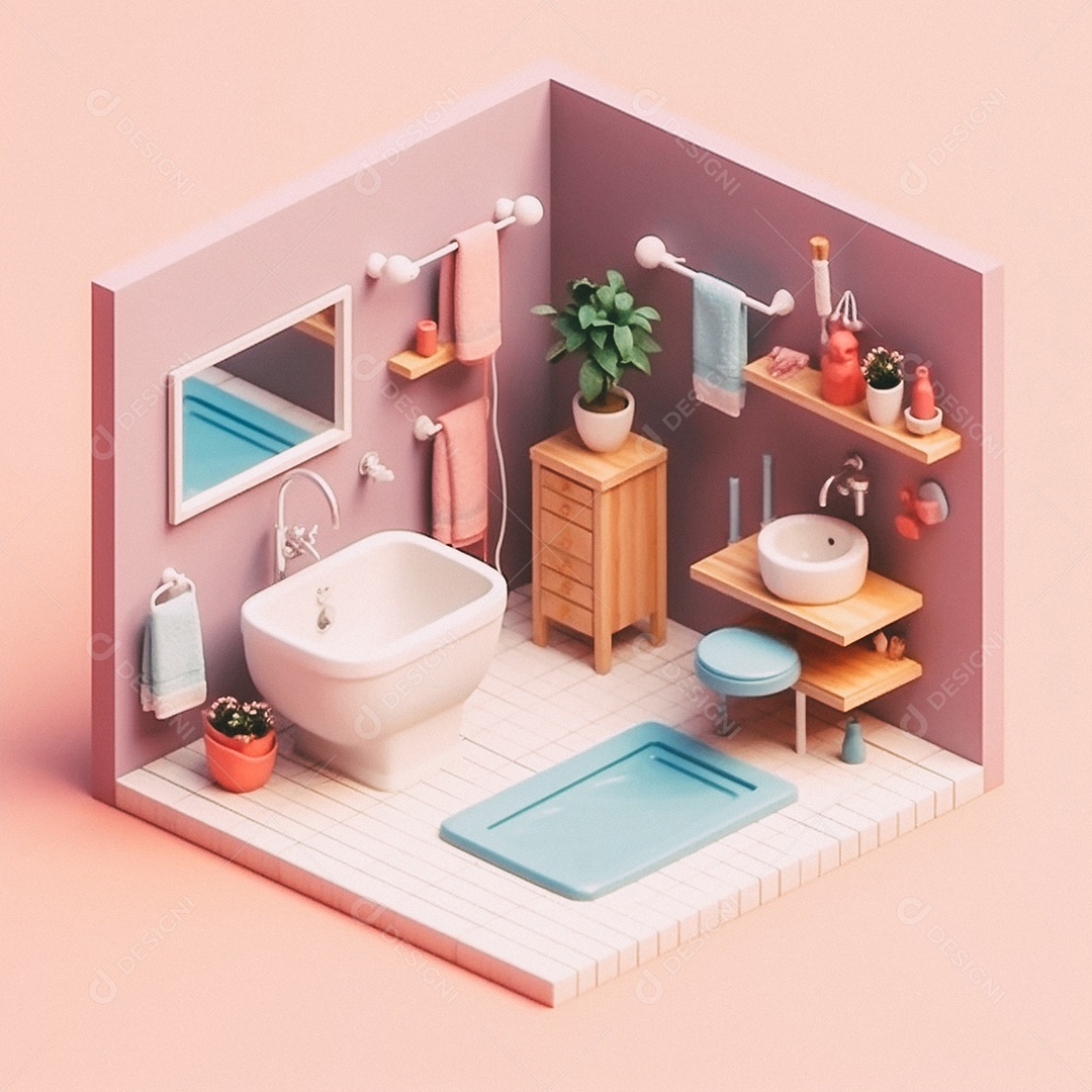 Banheiro isométrico fofo Modelo 3D