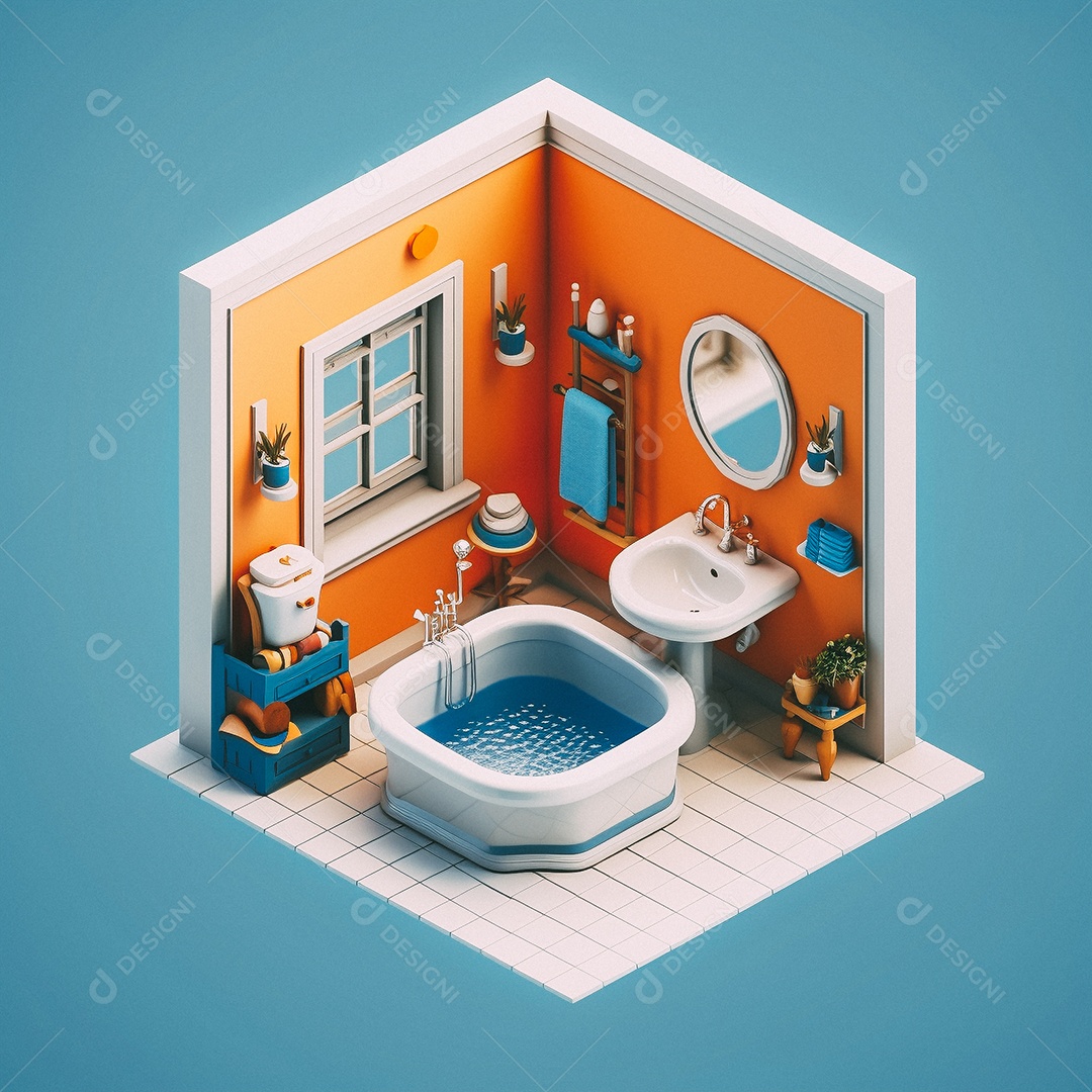 Banheiro isométrico fofo Modelo 3D