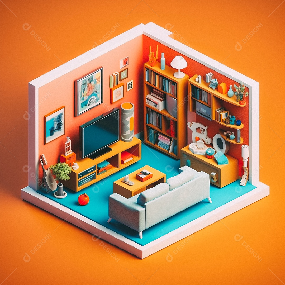 Jantar isométrico fofo 3D