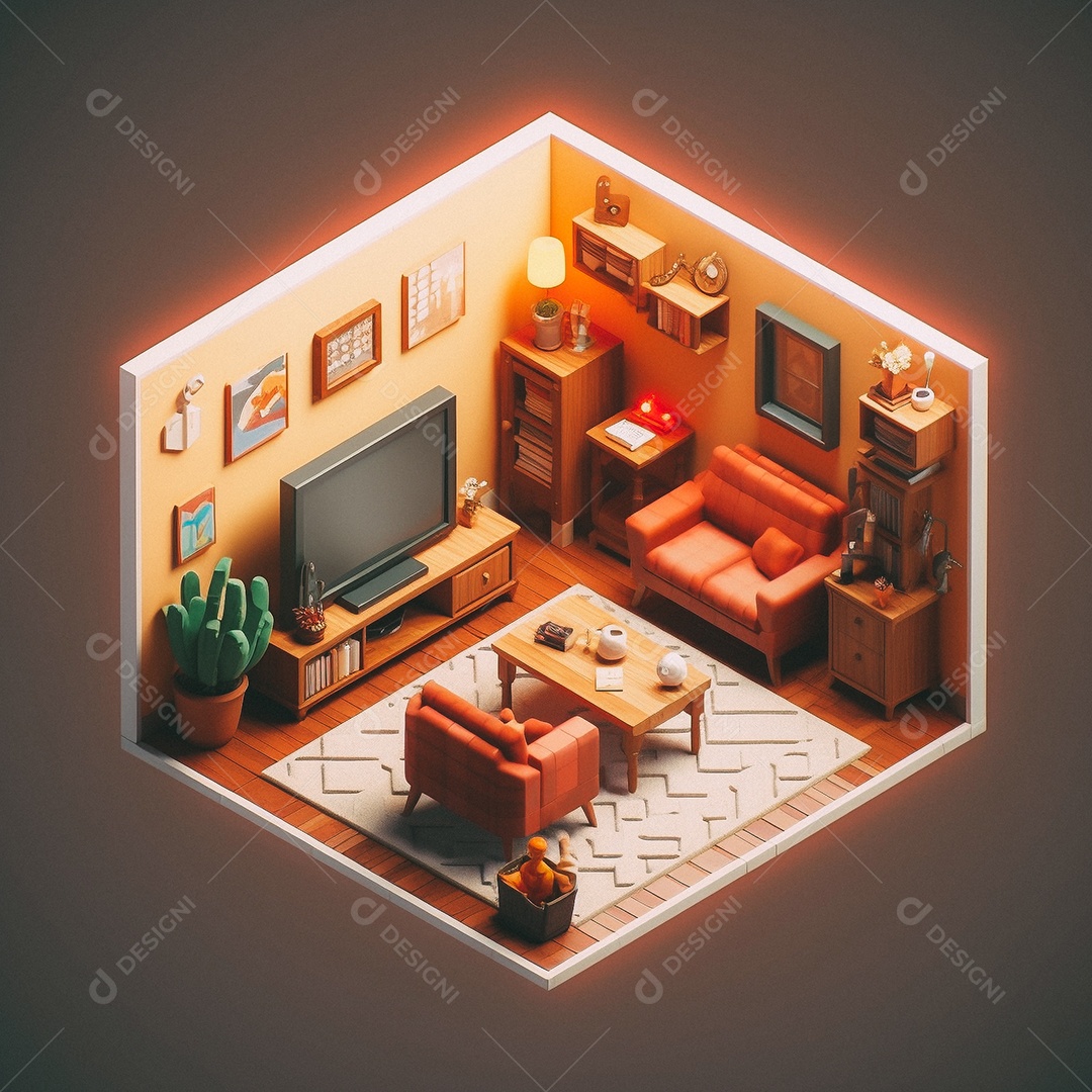 Jantar isométrico fofo 3D