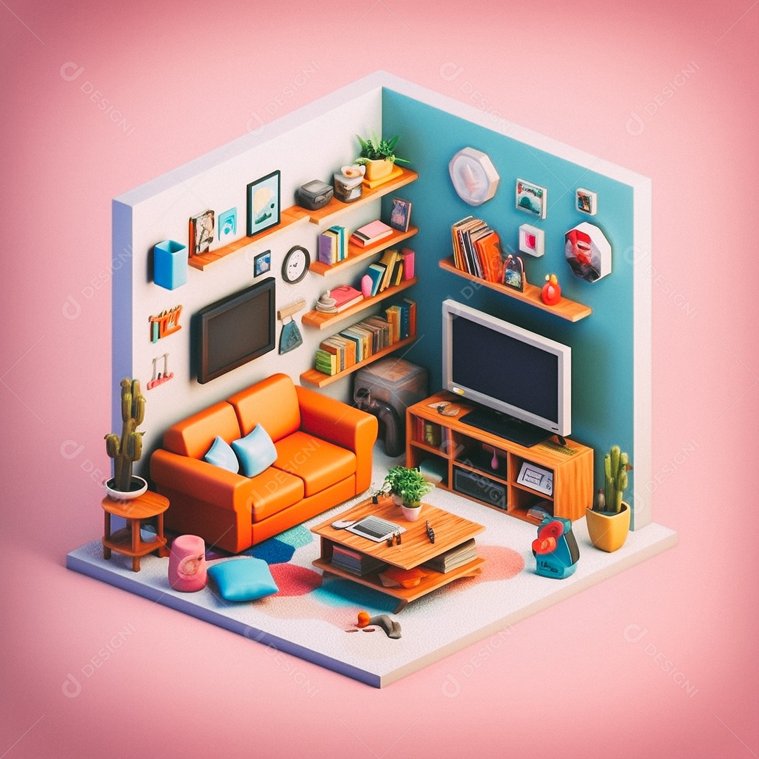 Jantar isométrico fofo 3D