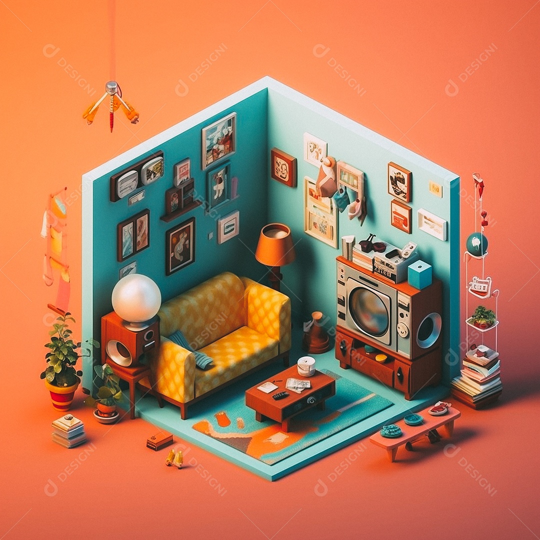 Jantar isométrico fofo 3D