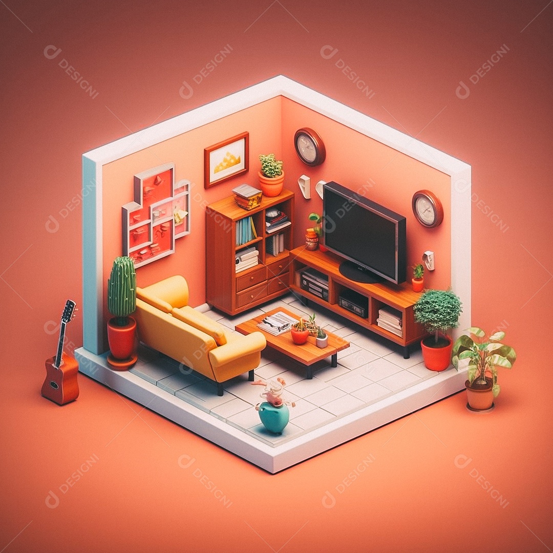 Jantar isométrico fofo 3D