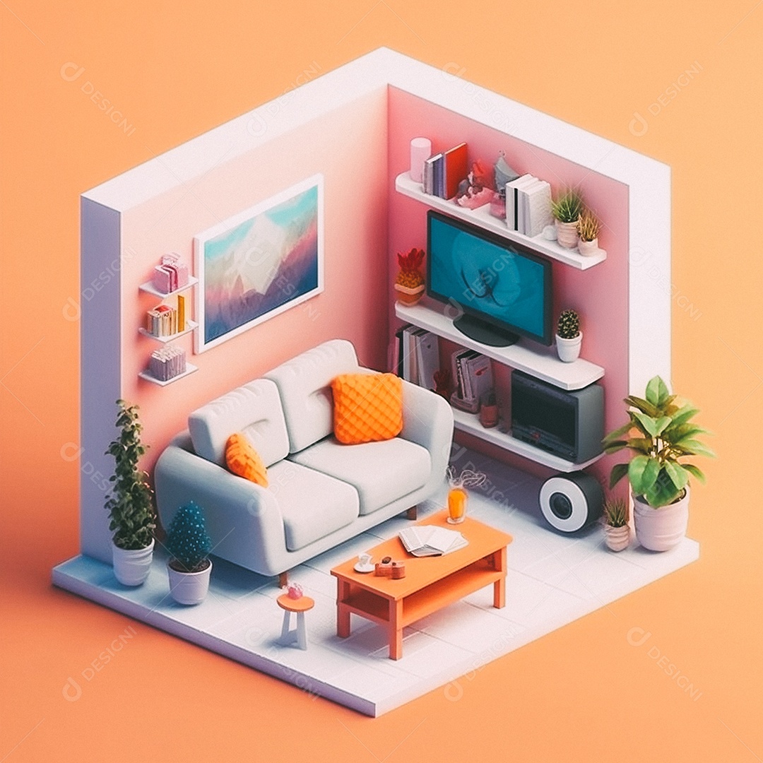 Jantar isométrico fofo 3D