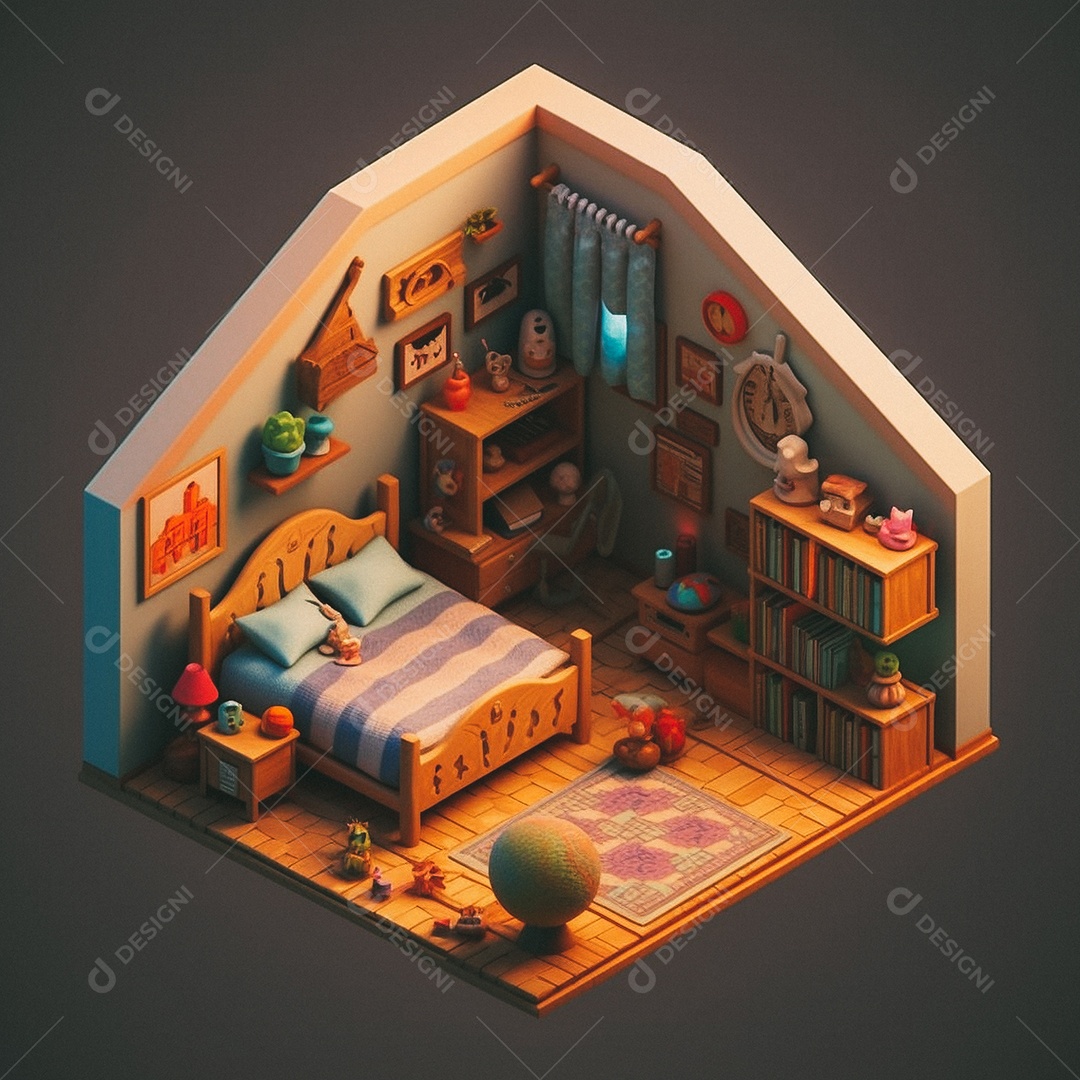 Lavanderia isométrica fofa Modelo 3D