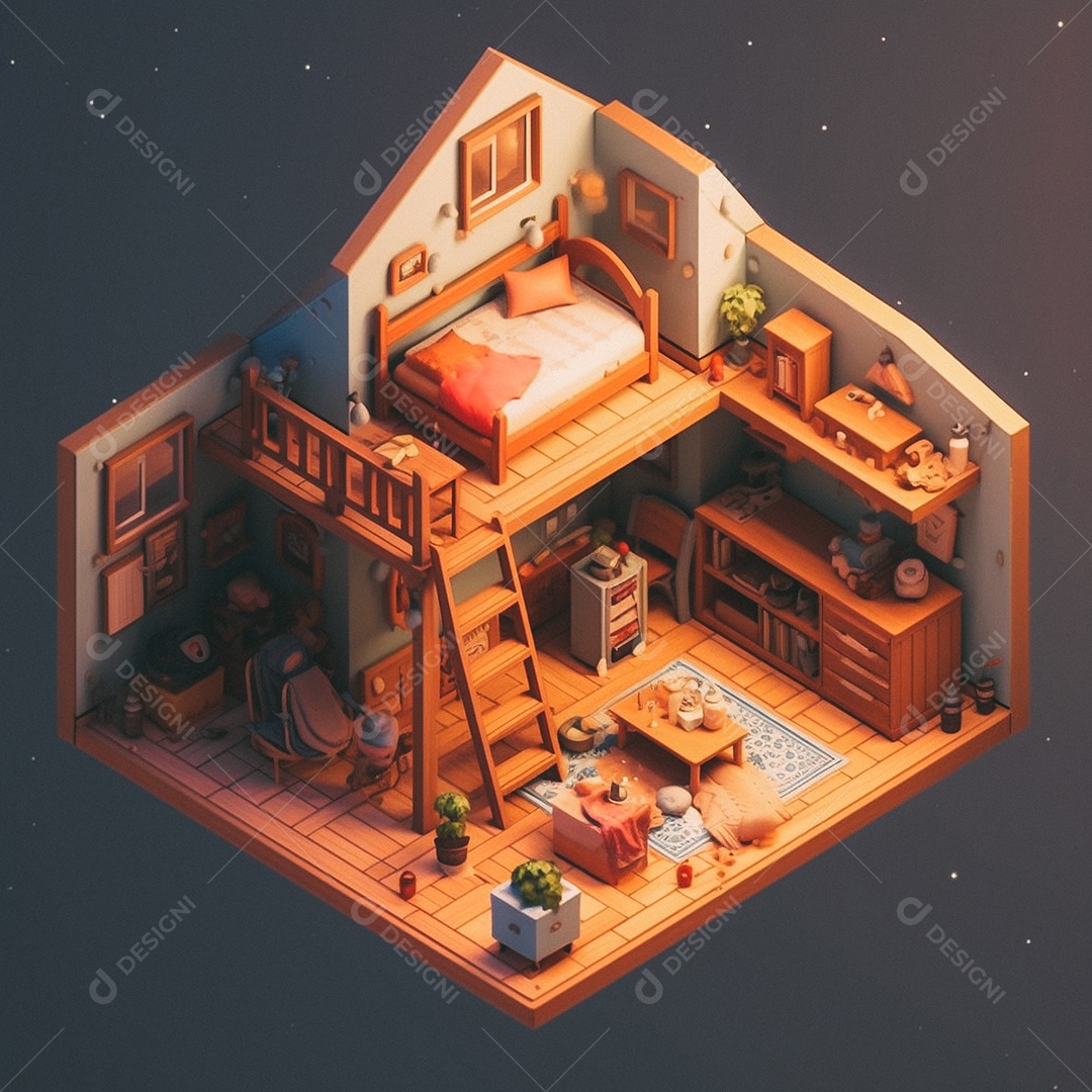 Lavanderia isométrica fofa Modelo 3D