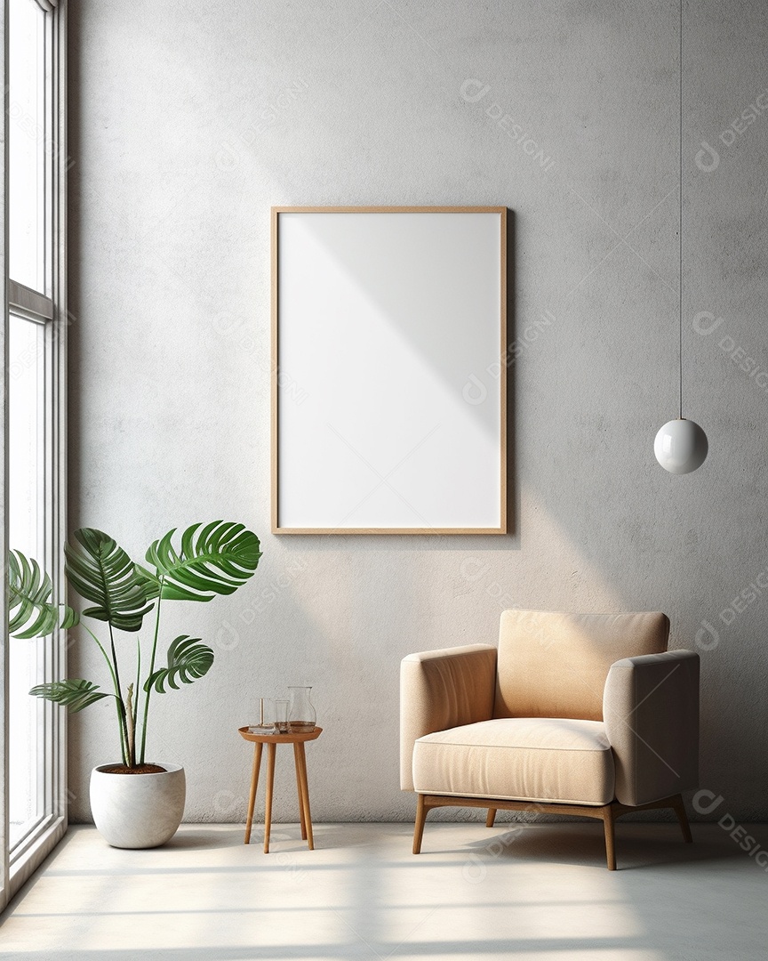 Maquete 3D do interior da sala de estar