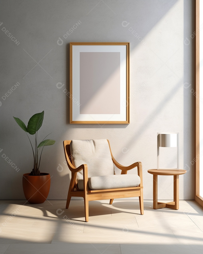 Maquete 3D do interior da sala de estar