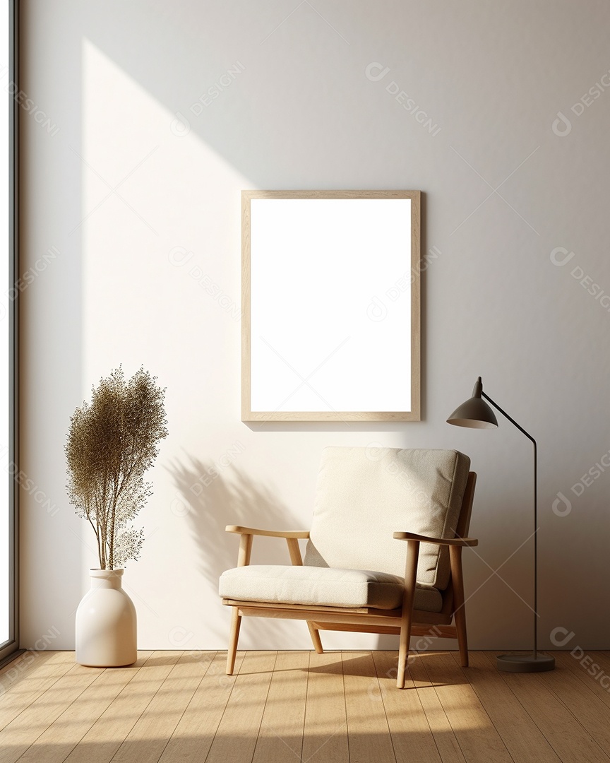 Maquete 3D do interior da sala de estar