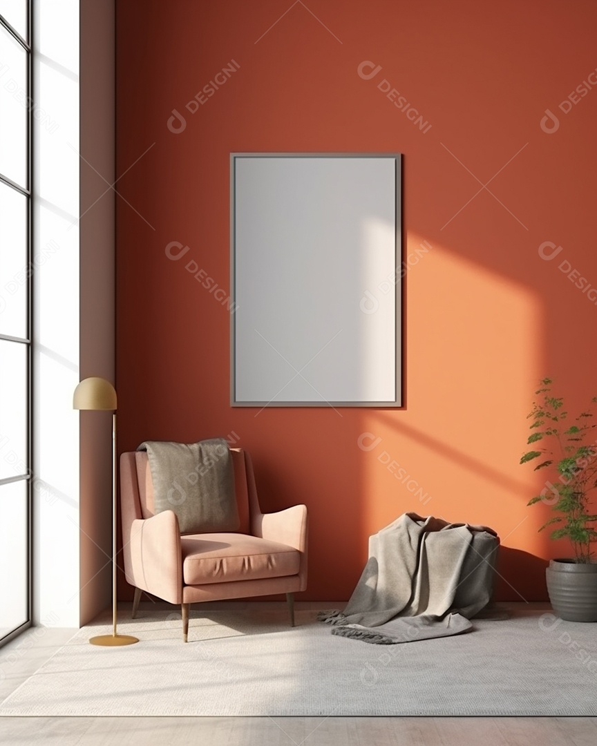 Maquete 3D do interior da sala de estar