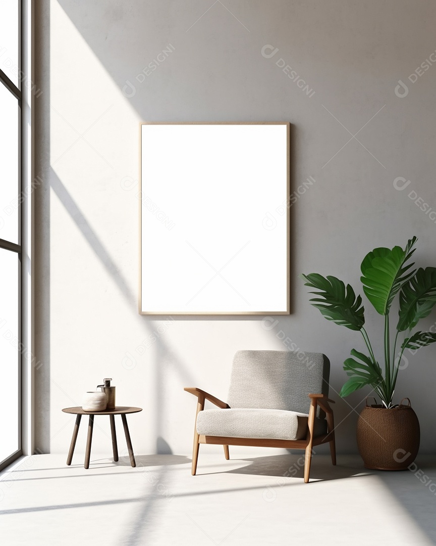 Maquete 3D do interior da sala de estar