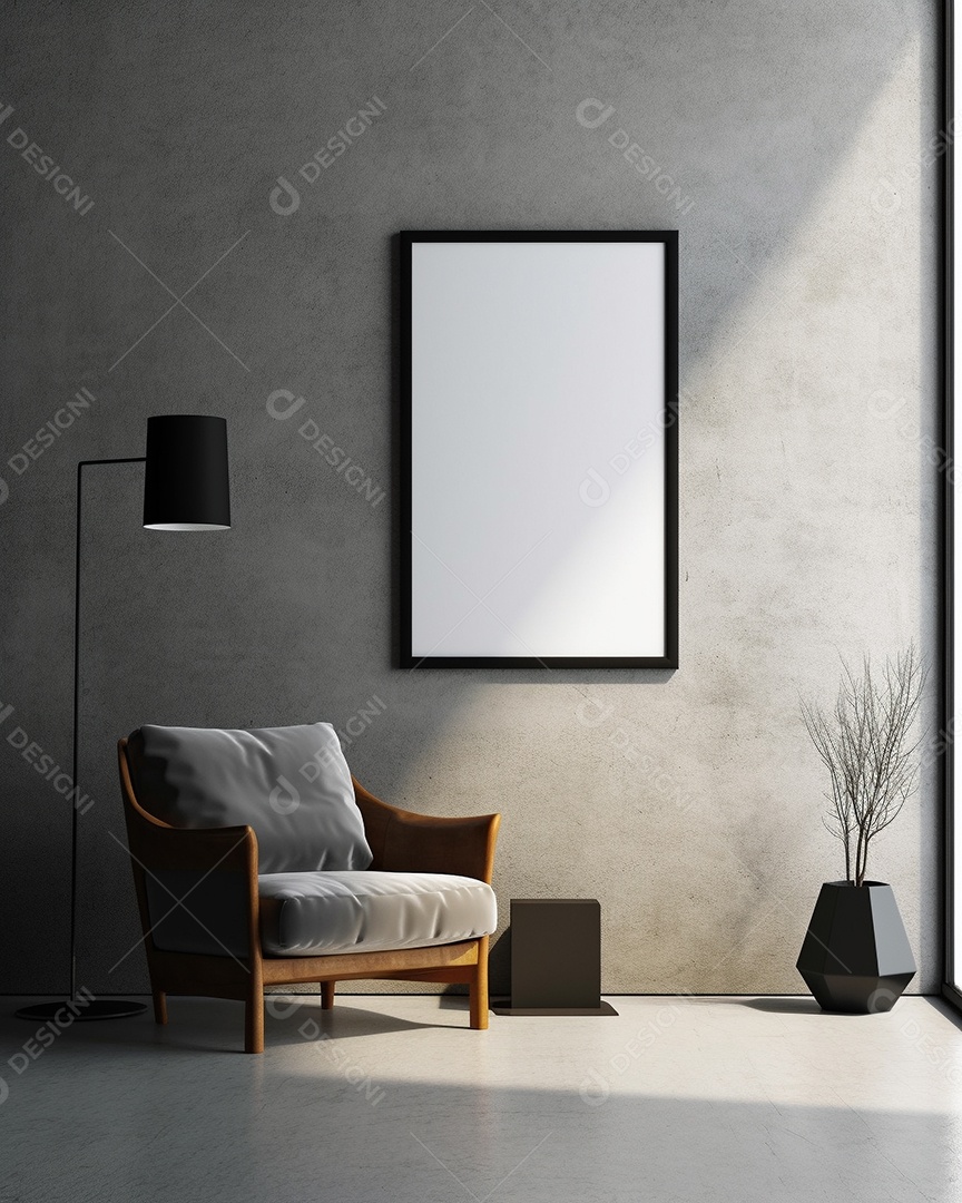 Maquete 3D do interior da sala de estar