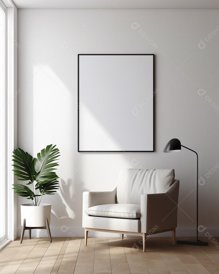 Maquete 3D do interior da sala de estar