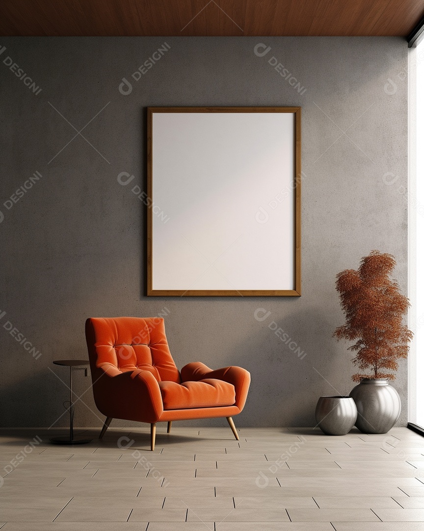 Maquete 3D do interior da sala de estar