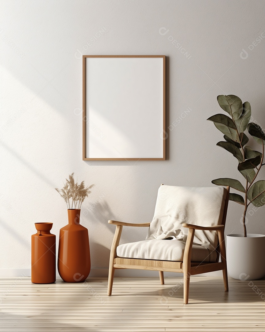 Maquete 3D do interior da sala de estar