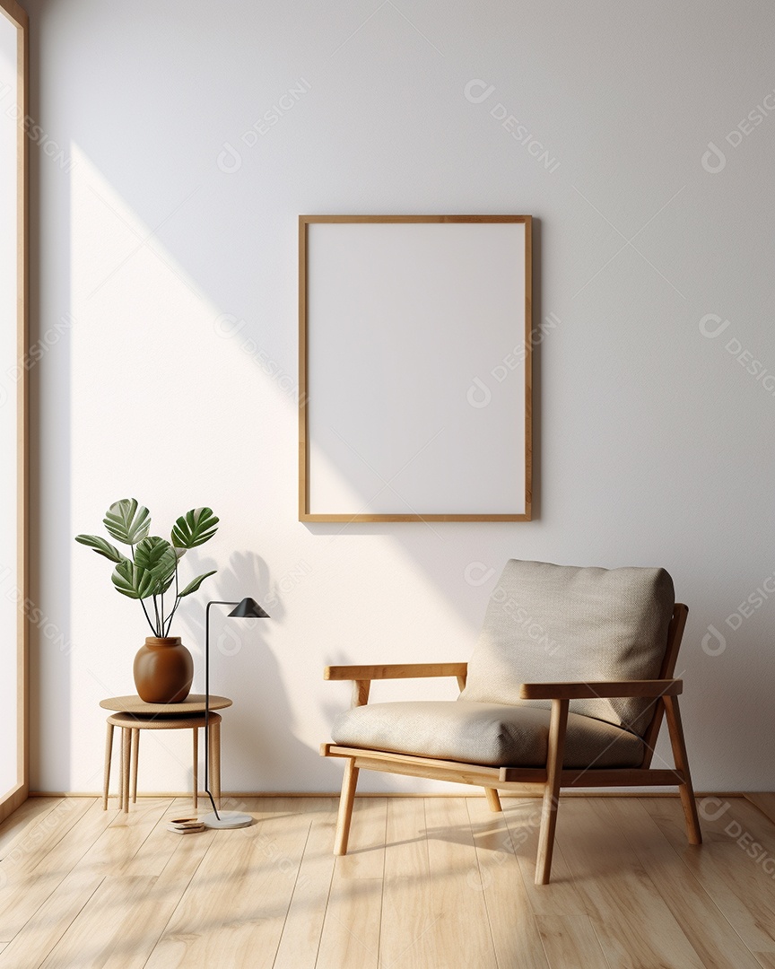 Maquete 3D do interior da sala de estar