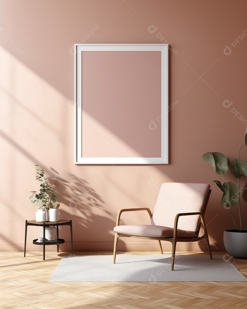 Maquete 3D do interior da sala de estar