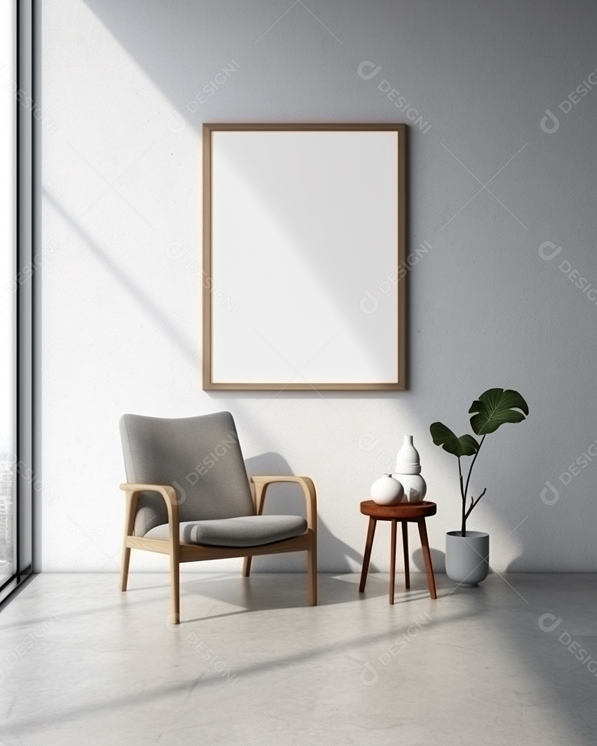 Maquete 3D do interior da sala de estar