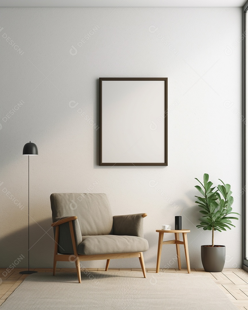 Maquete 3D do interior da sala de estar