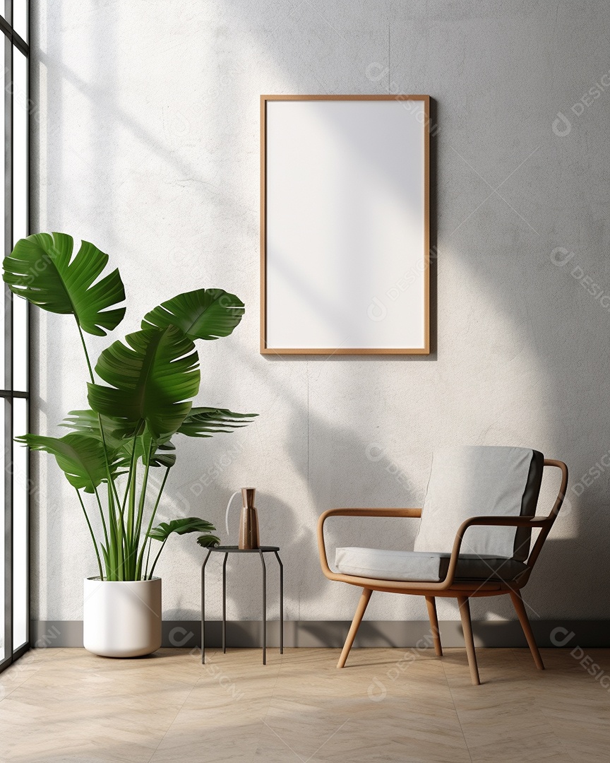 Maquete 3D do interior da sala de estar