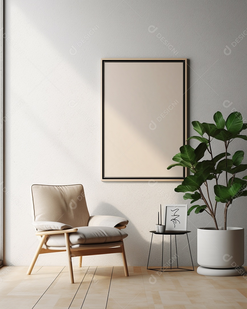 Maquete 3D do interior da sala de estar