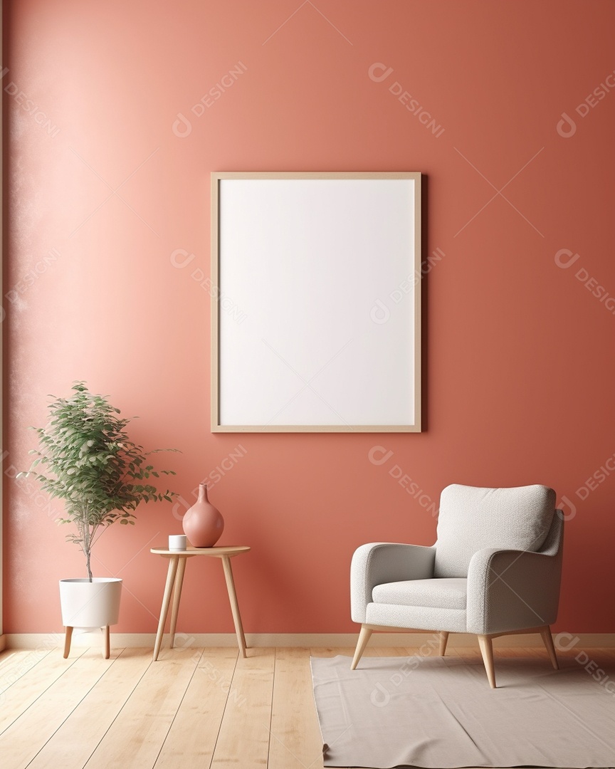 Maquete 3D do interior da sala de estar