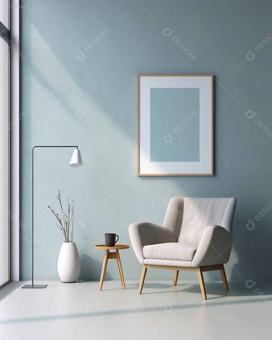 Maquete 3D do interior da sala de estar