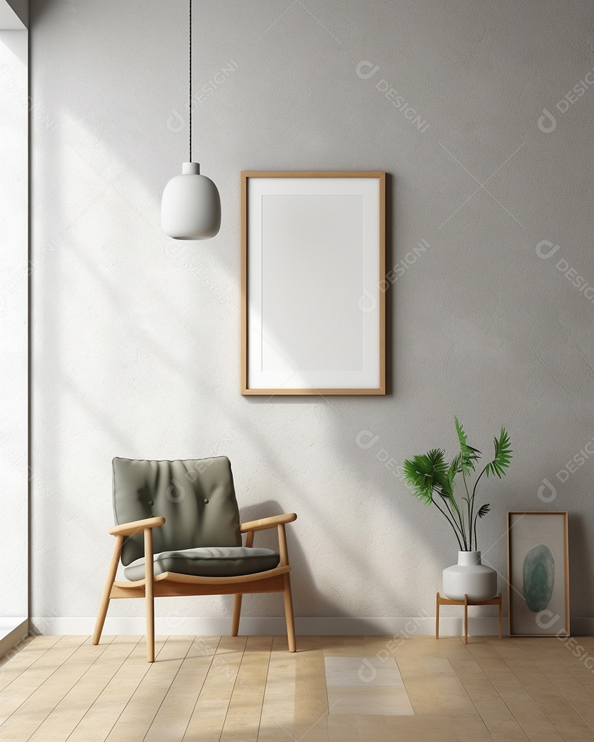 Maquete 3D do interior da sala de estar