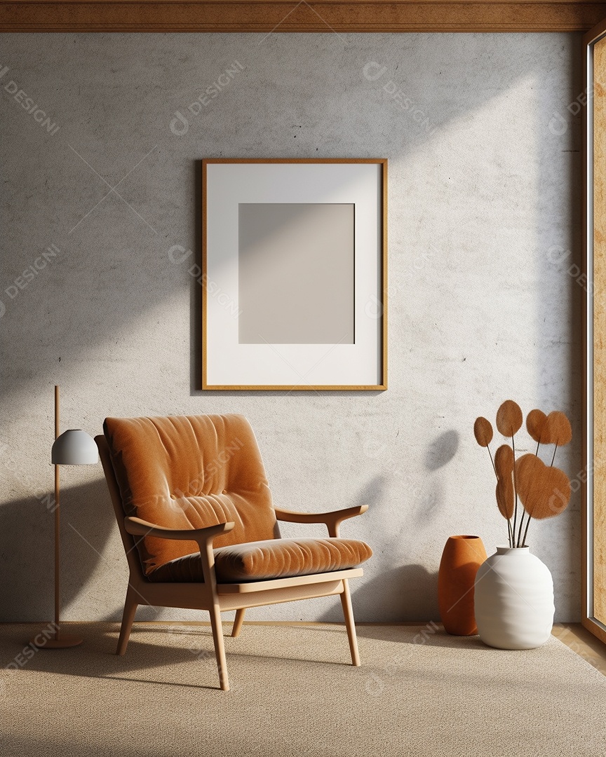 Maquete 3D do interior da sala de estar