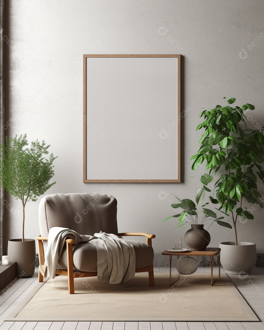 Maquete 3D do interior da sala de estar