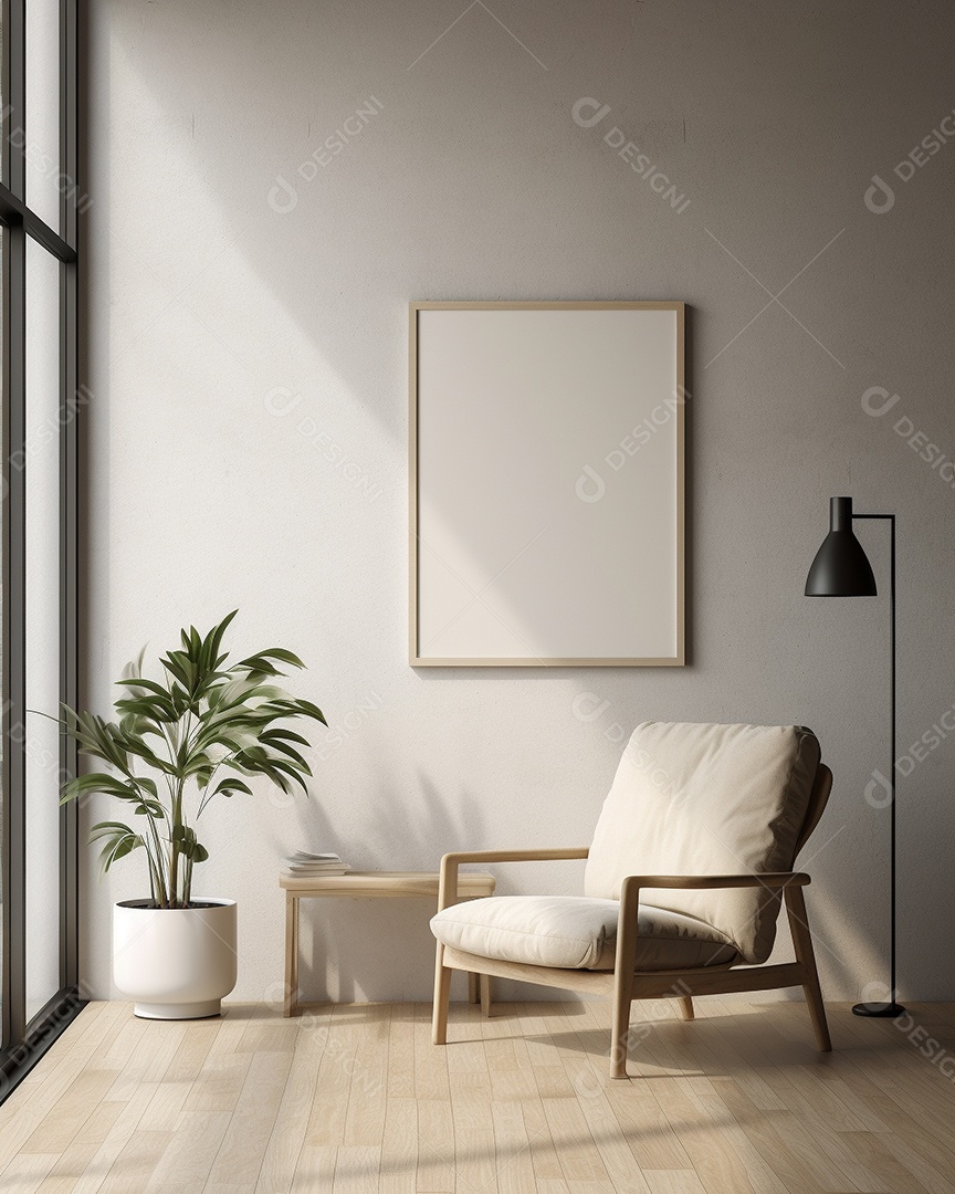 Maquete 3D do interior da sala de estar