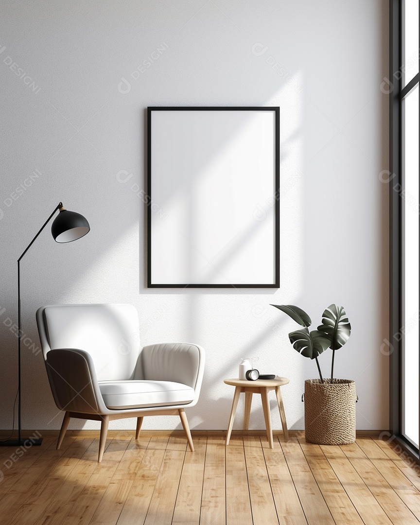 Maquete 3D do interior da sala de estar