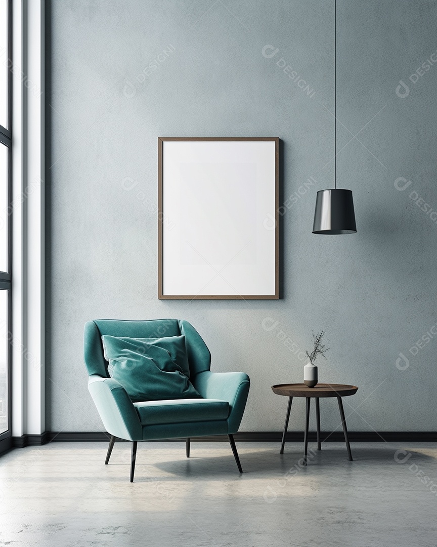 Maquete 3D do interior da sala de estar