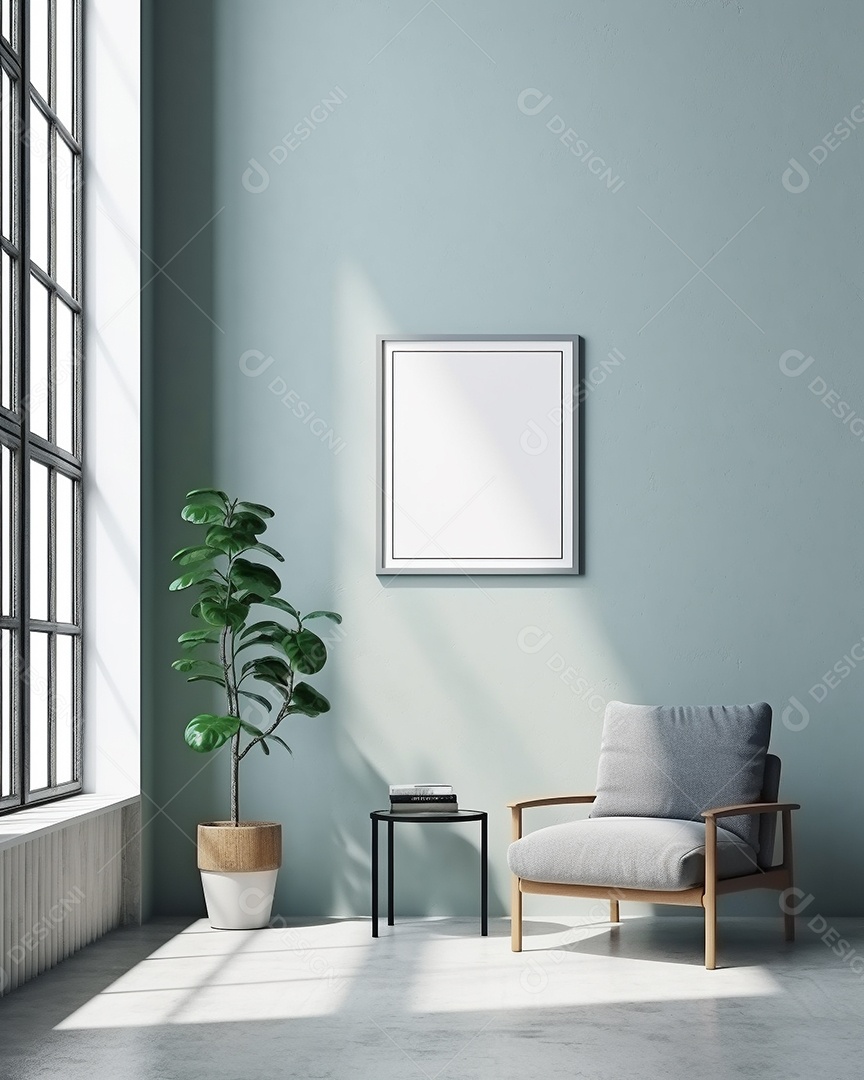 Maquete 3D do interior da sala de estar