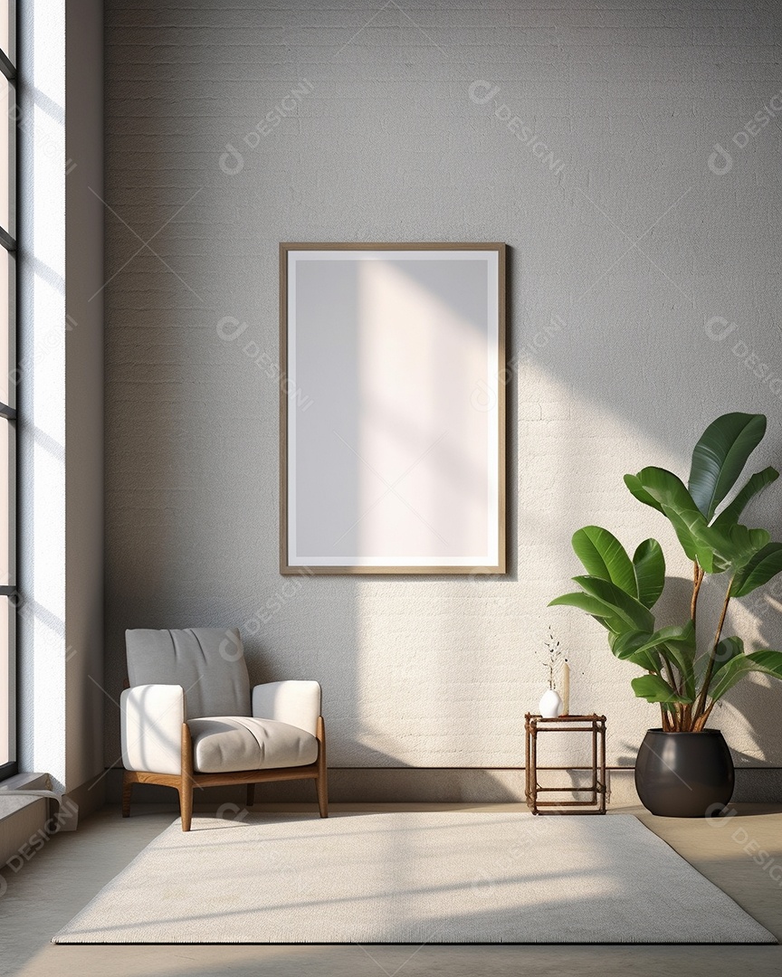 Maquete 3D do interior da sala de estar