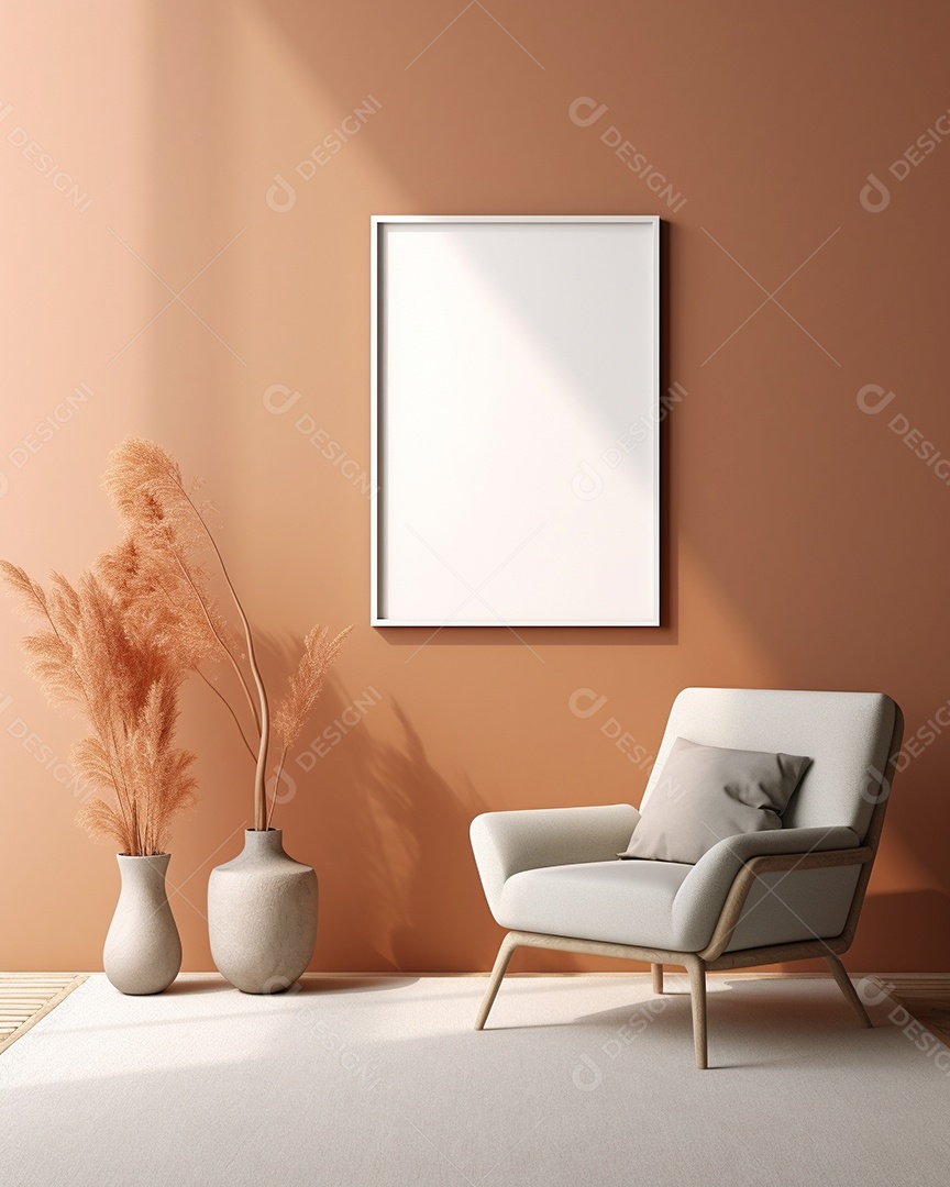 Maquete 3D do interior da sala de estar