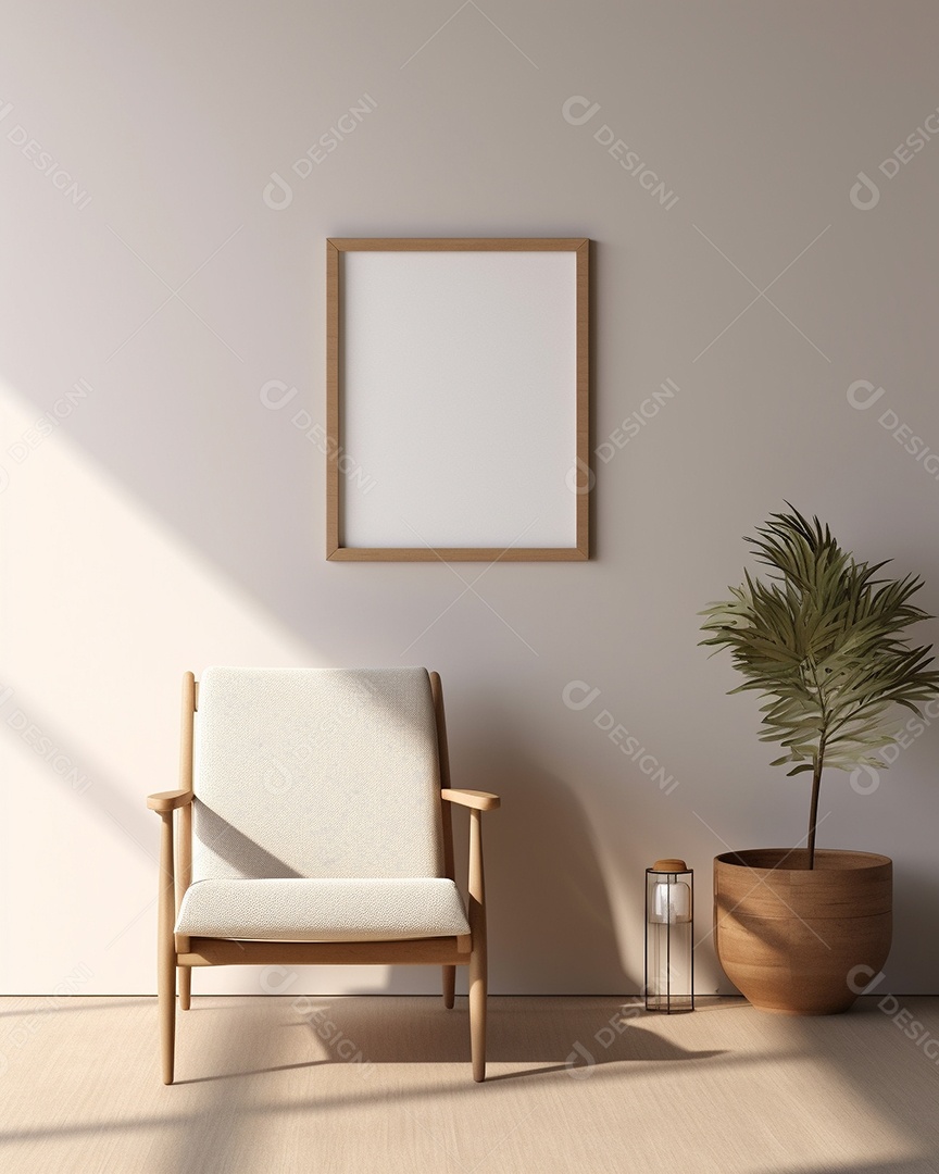 Maquete 3D do interior da sala de estar