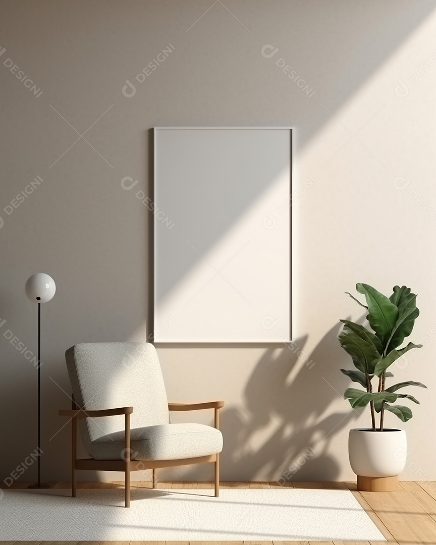 Maquete 3D do interior da sala de estar