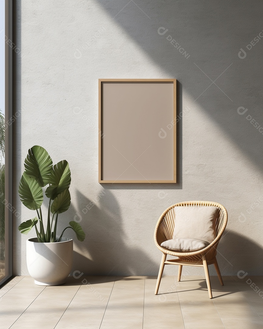 Maquete 3D do interior da sala de estar