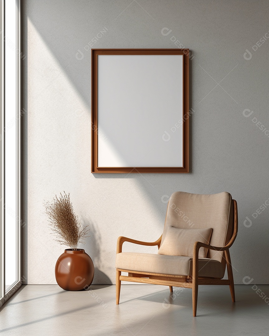 Maquete 3D do interior da sala de estar